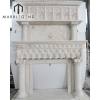 indoor decoratived hand carved classic double travertine marble fireplace mantel