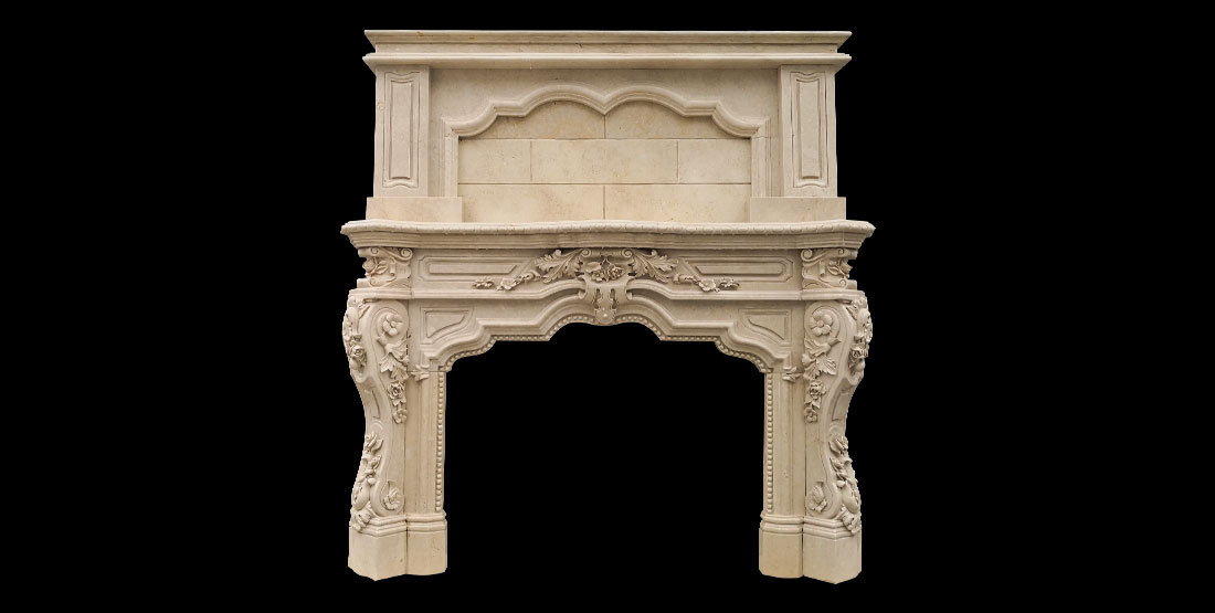 Crema Marfil marble fireplace surround 
