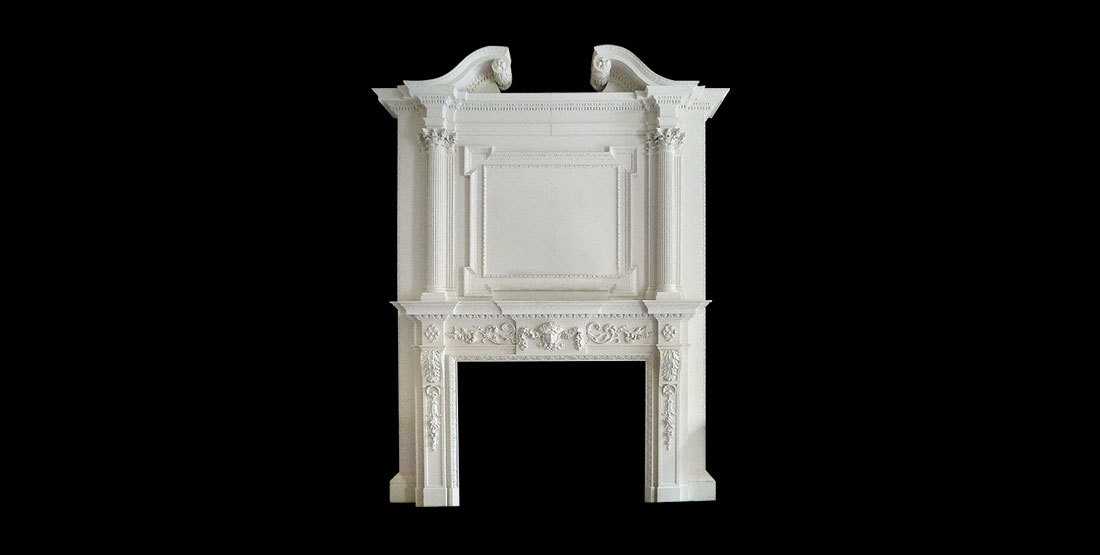 hand carved marble fireplace