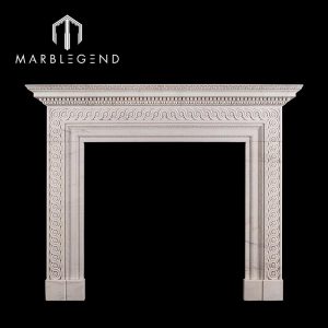 decoratived indoor modern white marble fireplace surround for living room