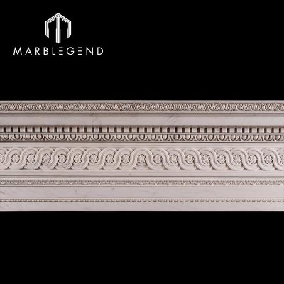 decoratived indoor modern white marble fireplace surround for living room