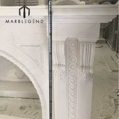 PFM custom free-standing modern white marble fireplace mantel for villa decor