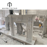 China marble fireplace manufacturer custom indoor statue white marble fireplace mantel