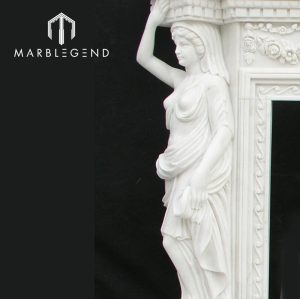 neoclassical lady statue white marble fireplace mantel for indoor decor