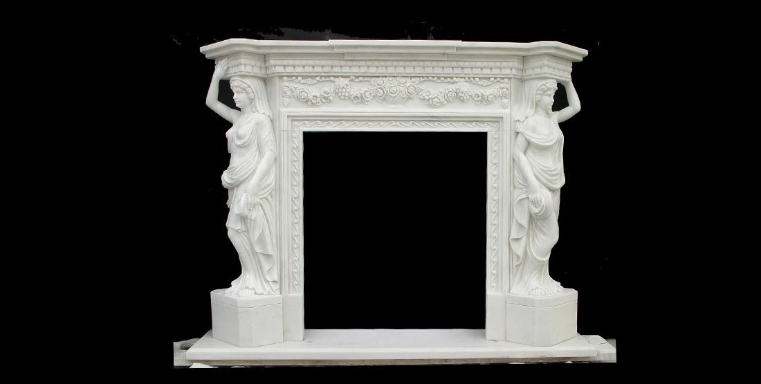 statue marble fireplace