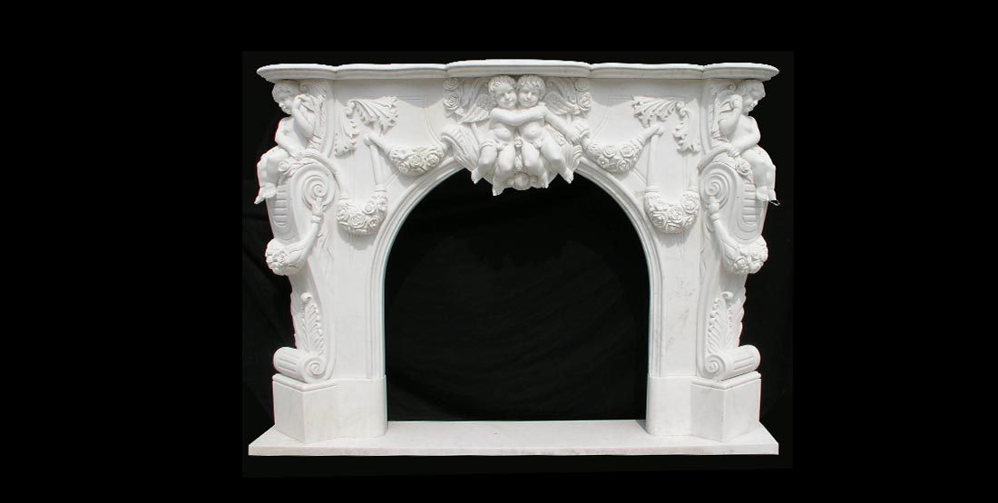 angel statue white marble fireplace mantel 
