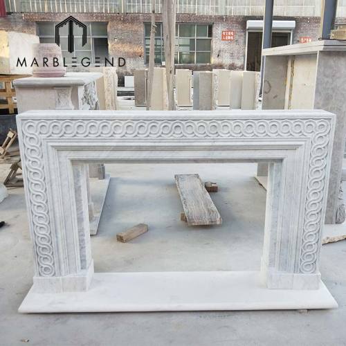 indoor decoratived modern carrara white marble fireplace mantel for villa decor