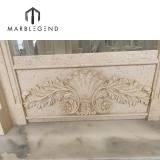 Hand carved classic louis statue beige marble fireplace mantel for villa decor