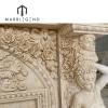 Hand carved classic louis statue beige marble fireplace mantel for villa decor