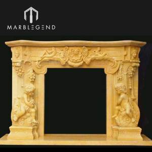 villa decor classic louis statue beige marble fireplace mantel
