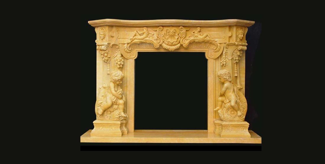 Beige Marble Fireplace