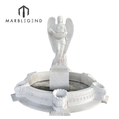 Angel sculpture water fountain supplier cherub outdoor Italy white marble garden fountain