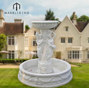 Angel sculpture water fountain supplier cherub outdoor Italy white marble garden fountain