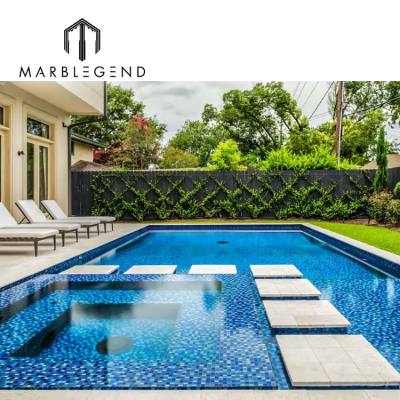 Custom China Mosaic Design Blue Glass Mosaic Swimming Pool Tile