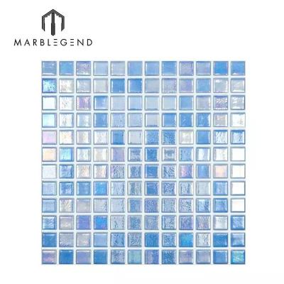Wholesale swimming pool mosaic premium 4 mm glass mosaic backsplash tiles iridescent glass mosaic bathroom shower tile designs