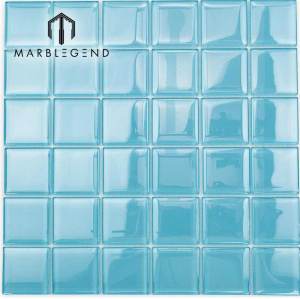 custom blue swimming pool glass mosaic tiles Aqua mosaics tile price for backsplash