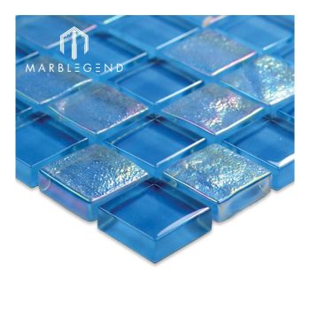 Best price blue glass mosaic pool tiles supplier wholesale kitchen crystal glass mosaic backsplash