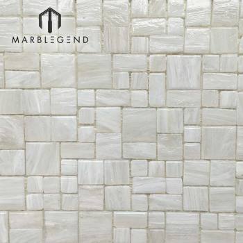 modern white swimming pool bottom glass mosaics tile for pool decor
