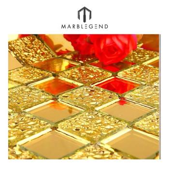 gold mirror glass mosaic living room wall tile for luxury villa decor