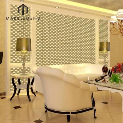 gold mirror glass mosaic living room wall tile for luxury villa decor