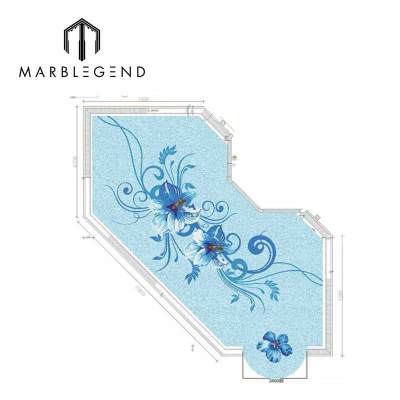 custom art patterns glass mosaic stained blue swimming water pool mosaic tile