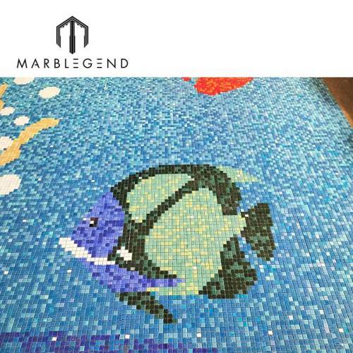 decorative ocean blue stingray water pool glass mosaic tiles