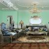 Manufacture price royal blue king bed bedroom design solid wooden luxury villa furniture set