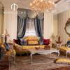 Manufacture price villa decor royal furniture king bedroom sets yellow style solid wooden livingroom furniture set