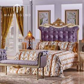 custom luxury royal furniture large king bedroom sets classic style livingroom violet solid wooden furniture set