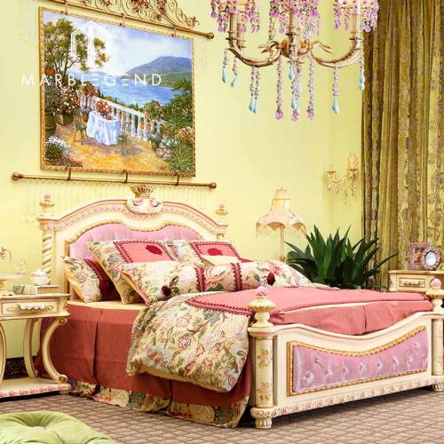 custom luxury royal furniture large king bedroom sets classic style livingroom violet solid wooden furniture set