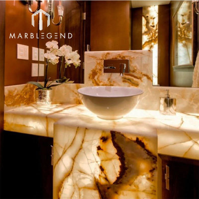 Manufacture Slab Price Natural Backlit Onyx Countertop Translucent White Onyx Marble Tile Wall Panel
