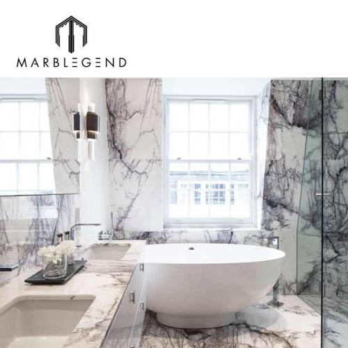 modern Turkey milas lilac white marble slab wall natural stone villa room decor