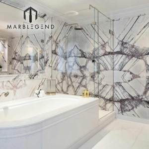 modern Turkey milas lilac white marble slab wall natural stone villa room decor