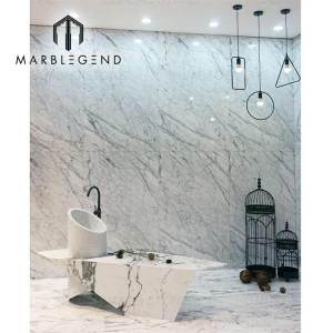 luxury villa decor Italy bianco carrara venato white marble slab room flooring