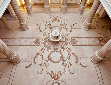 marble waterjet medallion flooring