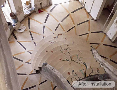 Waterjet marble flooring