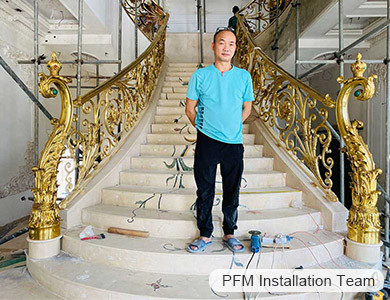 brass handrail staircase