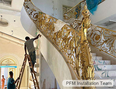 brass handrail staircase