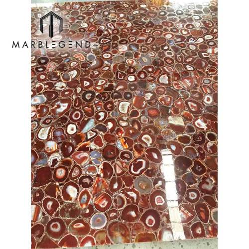 manufacture price semi-precious stone translucent red agate countertop crystal agate background wall