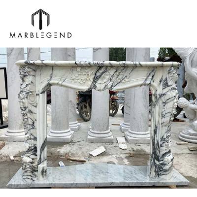 Factory fireplace price victorian classic statue marble mantel white marble tile around fireplace