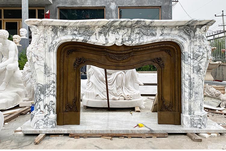 Beige Marble Fireplace