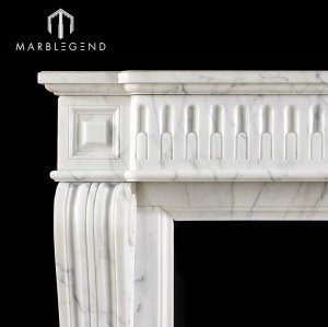Modern fangshan carved white marble fireplace surround marble tile around fireplace for wholesale