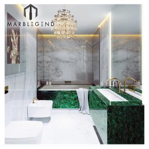 Manufacture semi-precious malachite green gemstone wall backlit natural stone table for luxury villa
