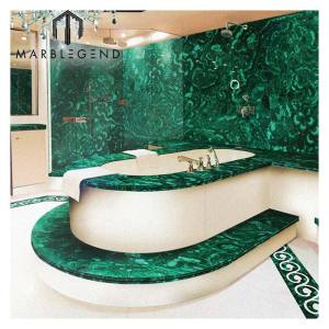 Manufacture semi-precious malachite green gemstone wall backlit natural stone table for luxury villa