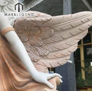 greek angel marble statues factory price women sunset red marble sculpture for whaolesale