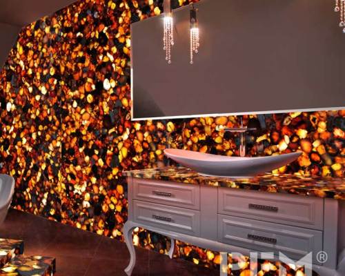 Luxury Semi-precious Stone Backlit Blue 丨Purple 丨Brown 丨Black Agate Slab Wall for Luxury Villa