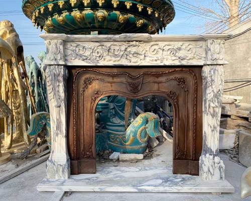 Custom Calacatta Viola Marble Fireplace Mantel Classic Hand Carved Fireplace Surround