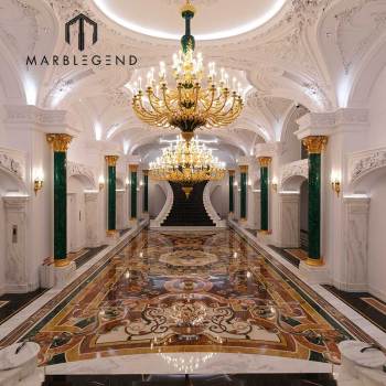 Manufacture waterjet marble medallion floor pattern tile inlay marble floor decor for villa project