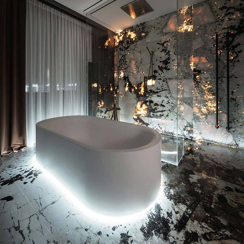 Translucent luxury stone backlit wall 丨floor for royal villa decor