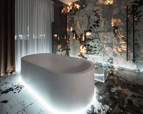 Translucent luxury stone backlit wall 丨floor for royal villa decor